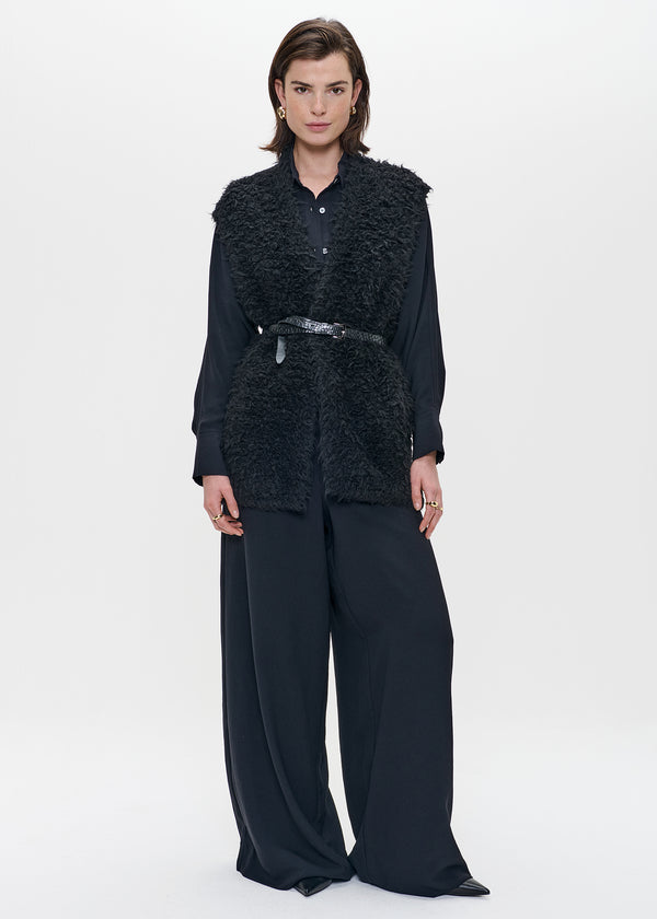 zenggi FURRY ALPACA KNITTED GILET BLACK