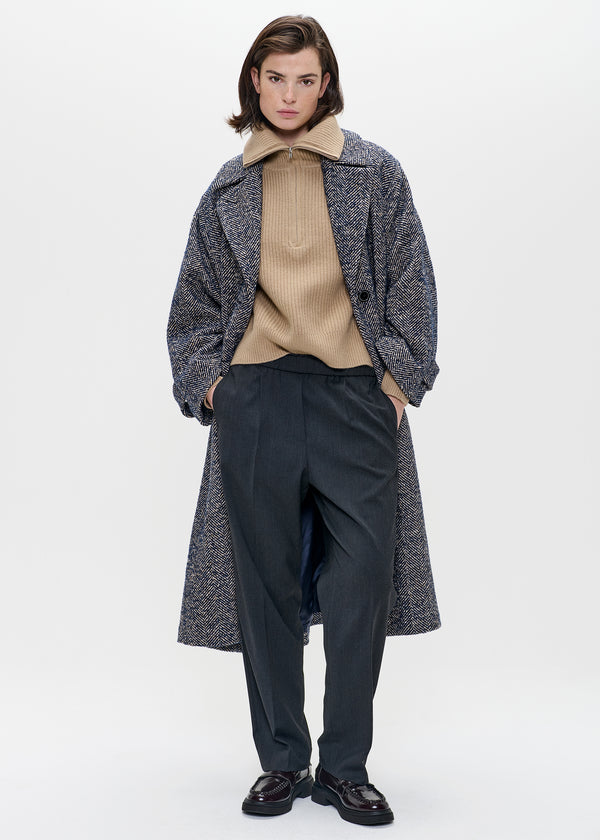 zenggi HERRINGBONE WINTER COAT MIDNIGHT BLUE