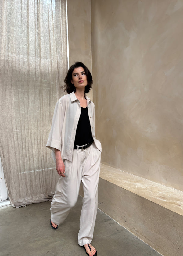 zenggi JAPANESE CRÊPE SHIRT JACKET CHALK