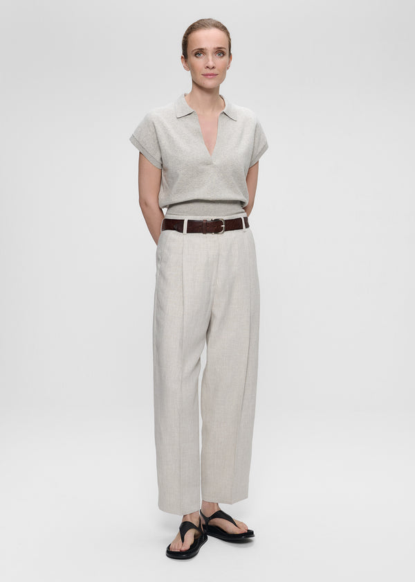 zenggi LINEN MELANGE DAVIS PANTS CHALK
