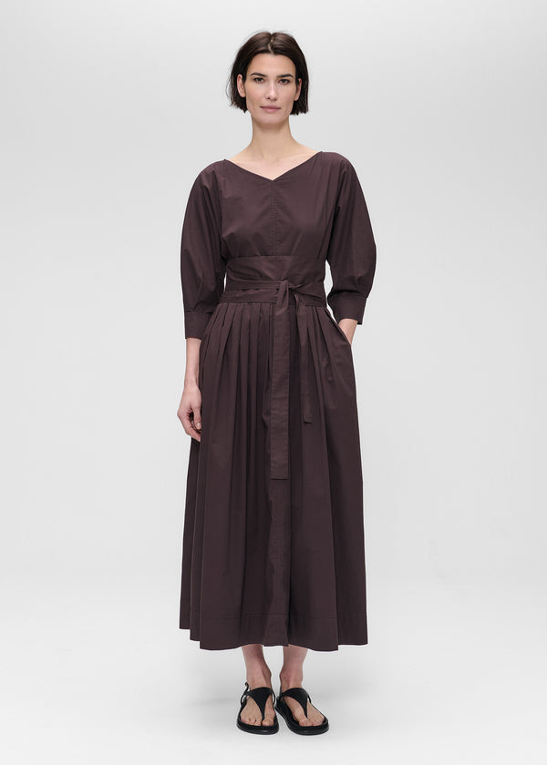 zenggi PAPER COTTON LONG DRESS DEEP BROWN