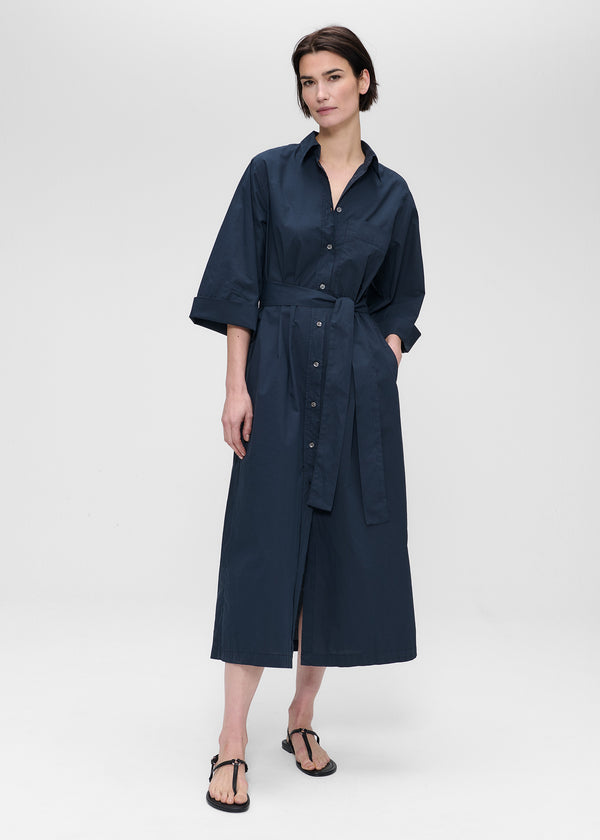 zenggi PAPER COTTON SHIRT DRESS MIDNIGHT BLUE