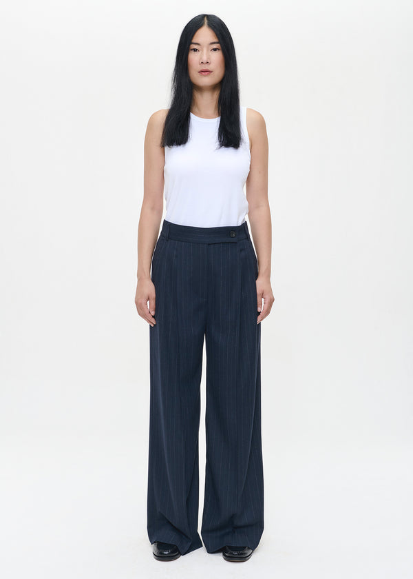 zenggi PIN STRIPE DEVON PANTS MIDNIGHT BLUE