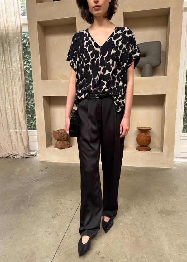 zenggi PRINTED ARLO TOP BLACK