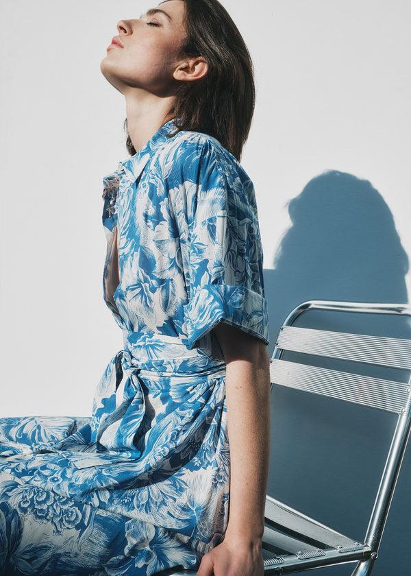 zenggi PRINTED SHIRT DRESS WATER BLUE
