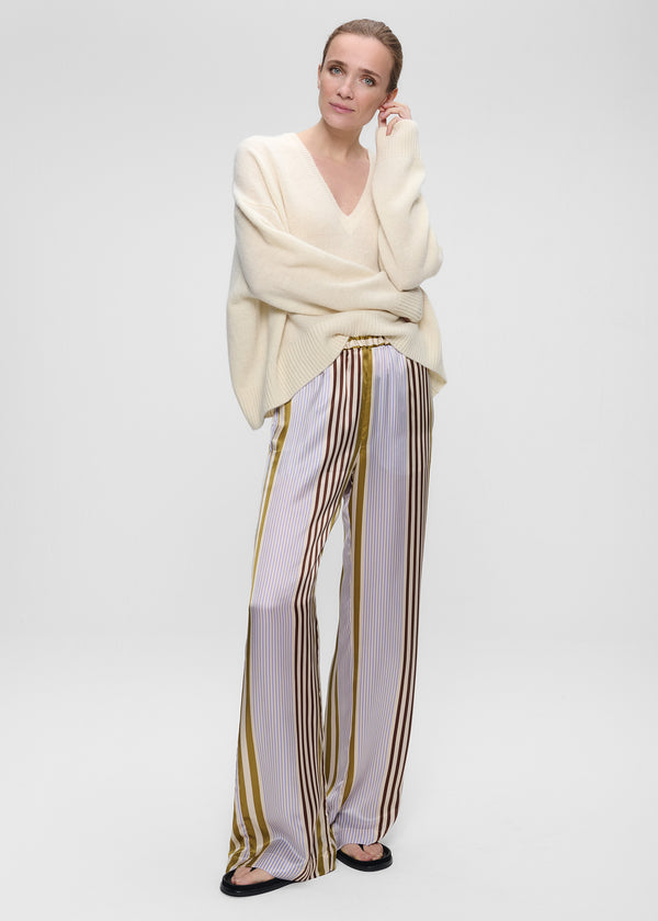 zenggi SILK STRIPE LOLA PANTS CREAM