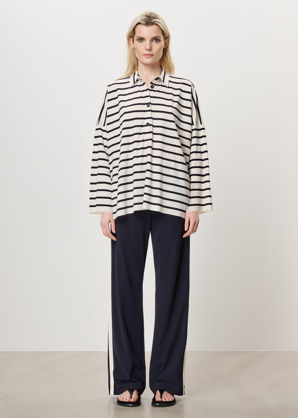 zenggi STRIPED ARON POLO TOP INK BLUE