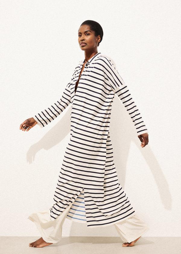 zenggi STRIPED CURTIS POLO DRESS INK BLUE