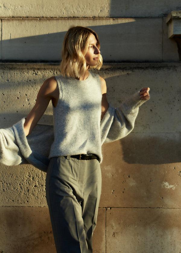 zenggi SURI ALPACA SHRUG LIGHT GREY MELANGE