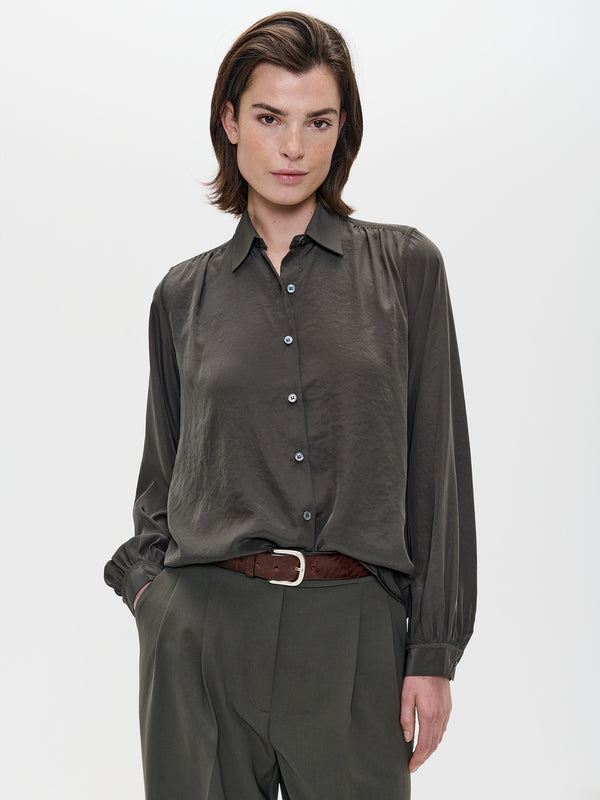 zenggi TECHNO SILK BLOUSE DEEP FOREST