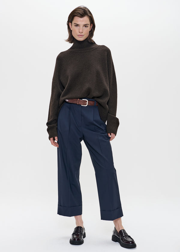 zenggi TROPICAL WOOL STRAIGHT PANTS MIDNIGHT BLUE