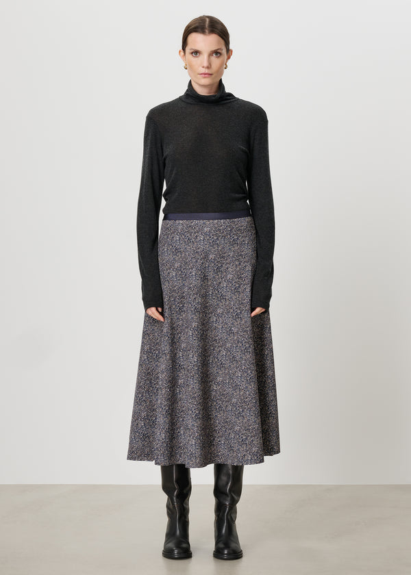 zenggi TWEED PRINT SWAN SKIRT INK BLUE