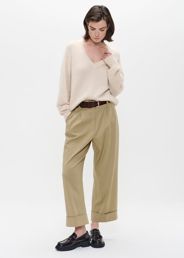 zenggi TWILL STRAIGHT PANTS KHAKI