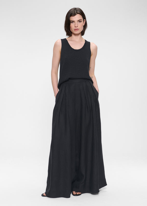 zenggi WASHED LINEN CULOTTES BLACK