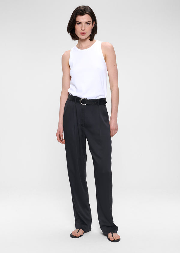 zenggi WASHED SATIN DARREN PANTS BLACK