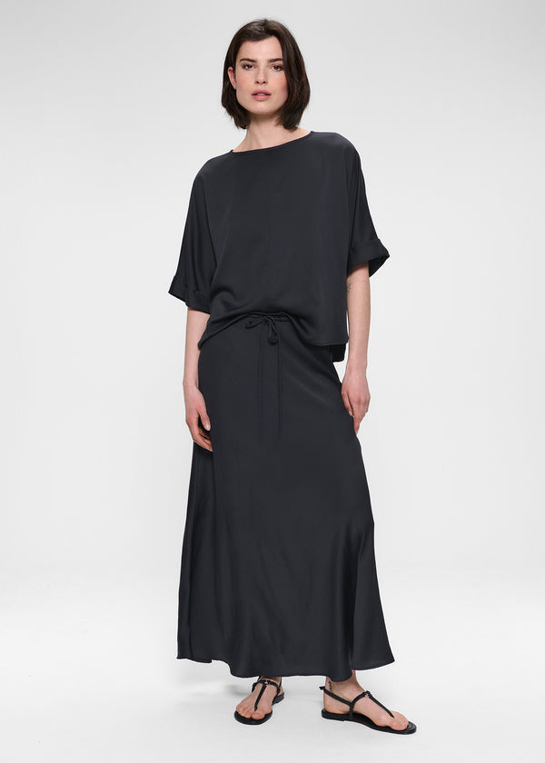zenggi WASHED SATIN TOP BLACK