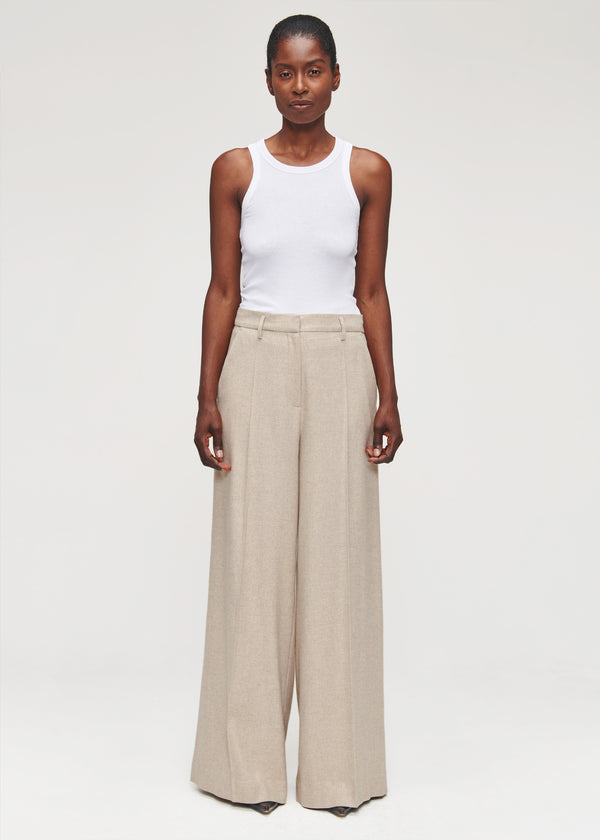 zenggi WIDE LEG FLANNEL PANTS ALMOND