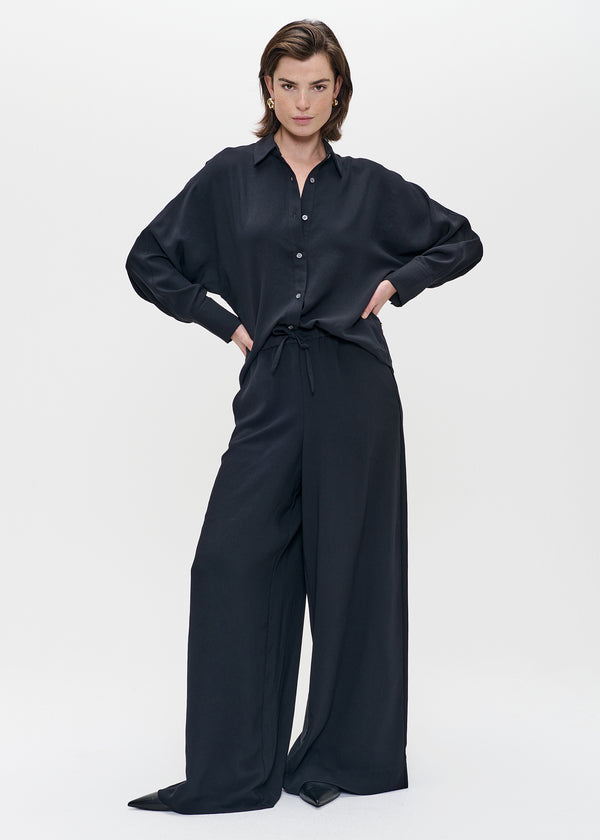 zenggi WIDE LEG FLOU PANTS BLACK
