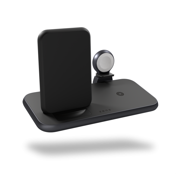 zens 4 in 1 Stand+Watch Aluminium Draadloze Oplader wit