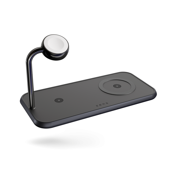 zens Dual+Watch Aluminium Magnetic Wireless Charger Black