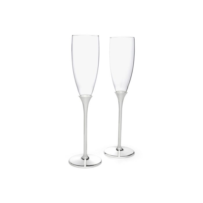 zilverstad Champagneglazen Smooth set van 2 zilver kleur