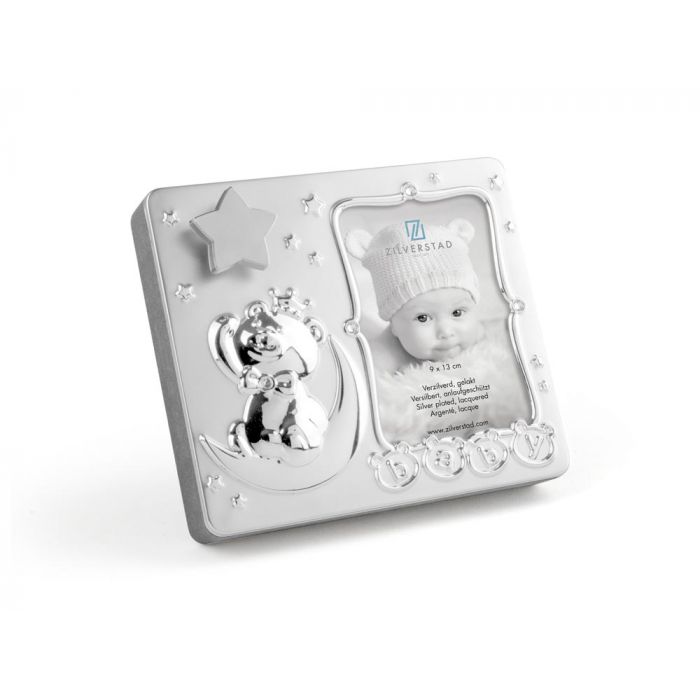zilverstad Fotolijst Baby 9x13 cm met muziek verzilverd gelakt