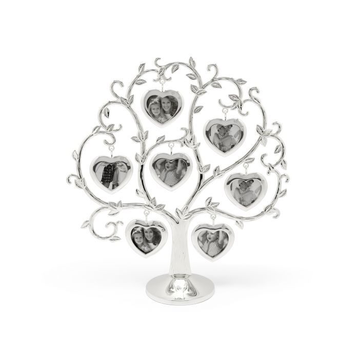 zilverstad Fotolijst Stamboom Hart voor 2x7 foto's verzilverd gelakt