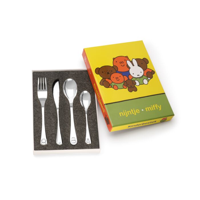zilverstad Kinderbestek 4-delig nijntje vriendjes 18/10 rvs