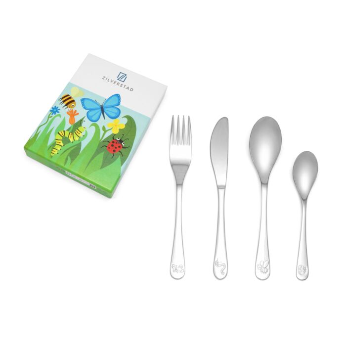 zilverstad Kinderbestek Natuurvriendjes 4-delig RVS 18/10