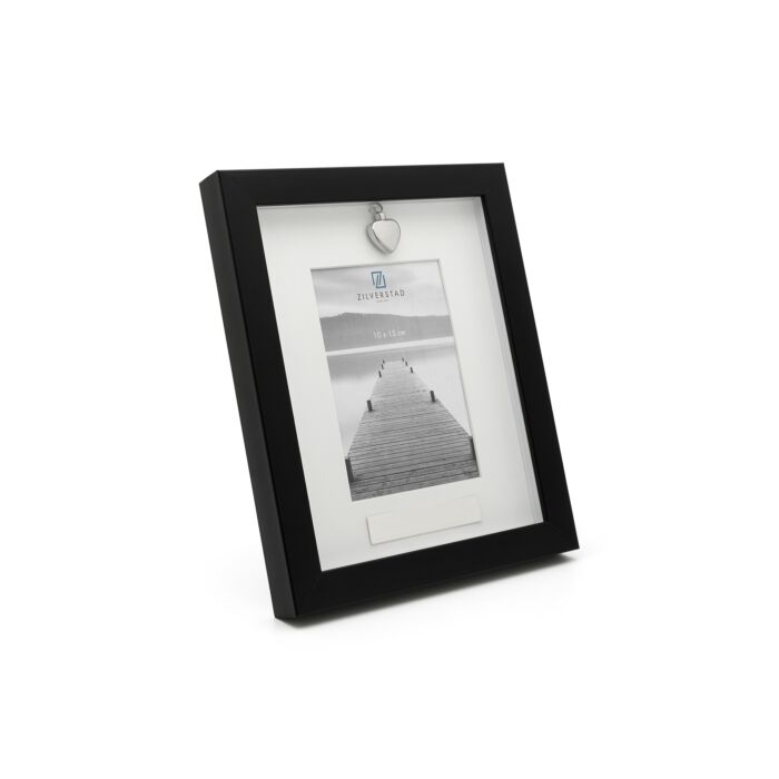 zilverstad Memory fotolijst met ashouder 10x15cm passepartout zwart