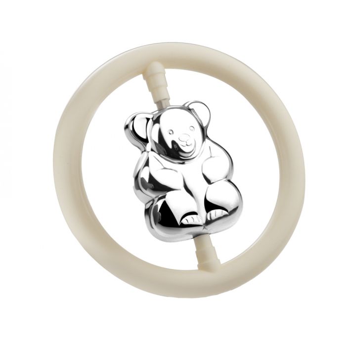 zilverstad Rammelaar Beer in ring (B90 zwaar verzilverd)