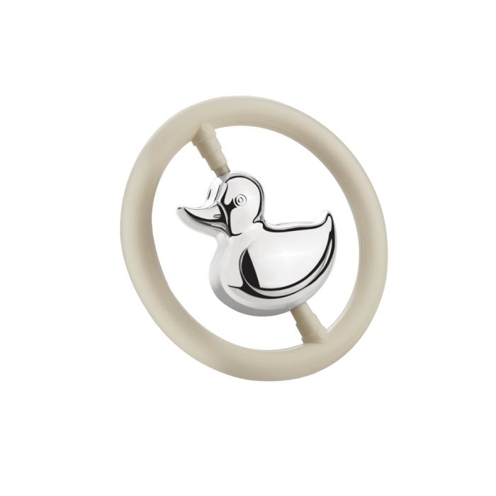 zilverstad Rammelaar Eend in ring (B90 zwaar verzilverd)