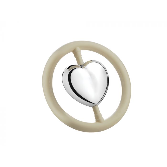 zilverstad Rammelaar Hart in ring (B90 zwaar verzilverd)