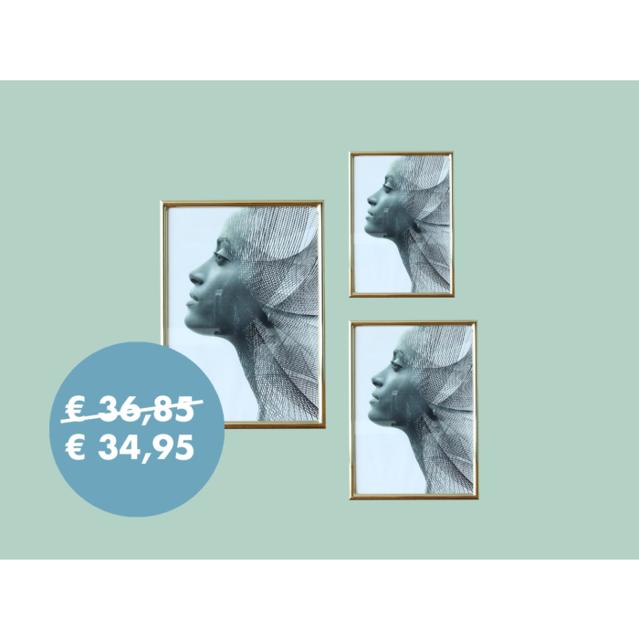 zilverstad Set van 3 fotolijsten Sweet Memory goudkleurig - 10x15cm / 13x18cm / 15x20cm