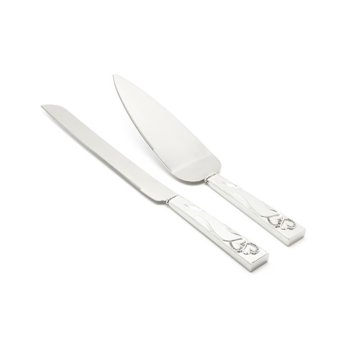 zilverstad Taartschep met mes Hart verzilverd gelakt