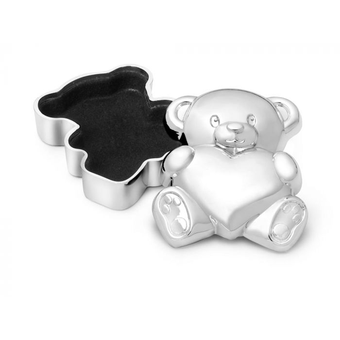 Zilverstad Tanden-/haarlokdoosje Beer Met Hart Zilver Kleur