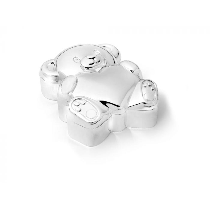 zilverstad Tanden-/haarlokdoosje Beer met hart zilver kleur