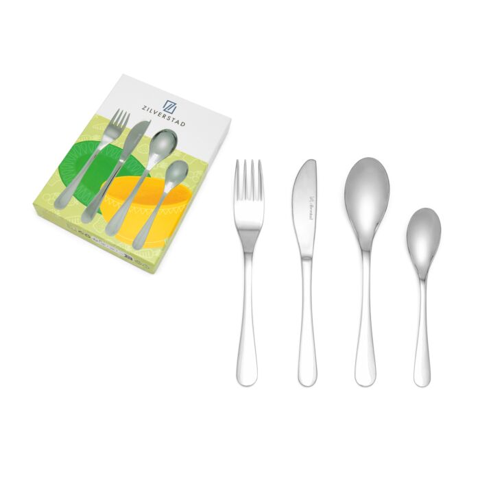 zilverstad Kinderbestek Glad 4-delig RVS