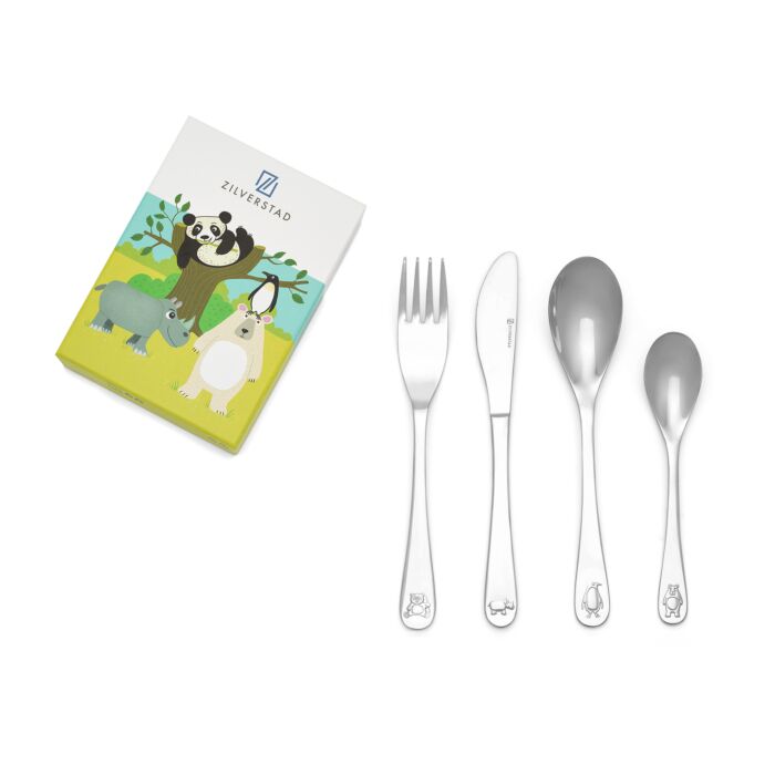 zilverstad Kinderbestek Wildlife 4-delig rvs