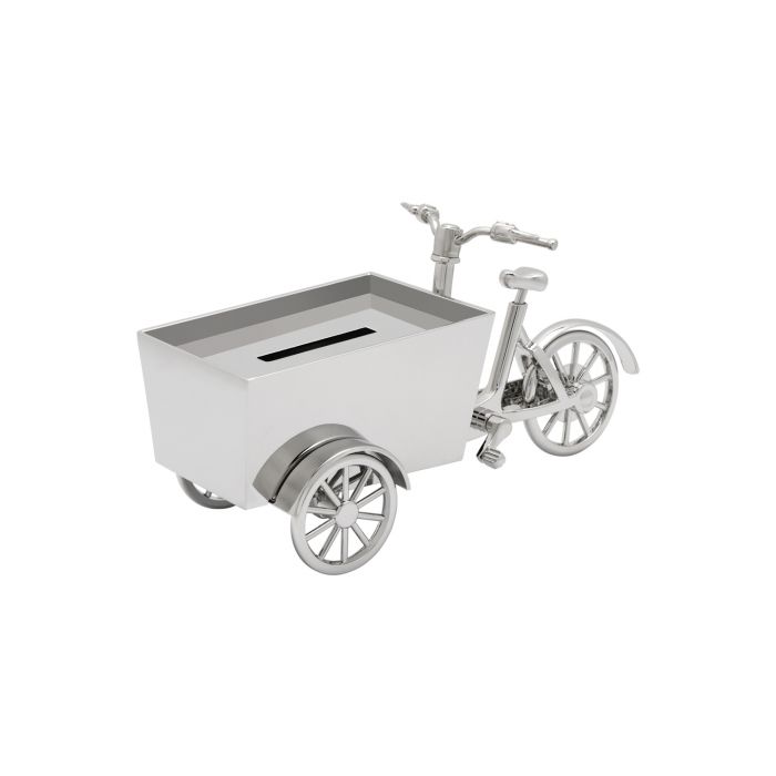 zilverstad Spaarpot Bakfiets zilver kleur