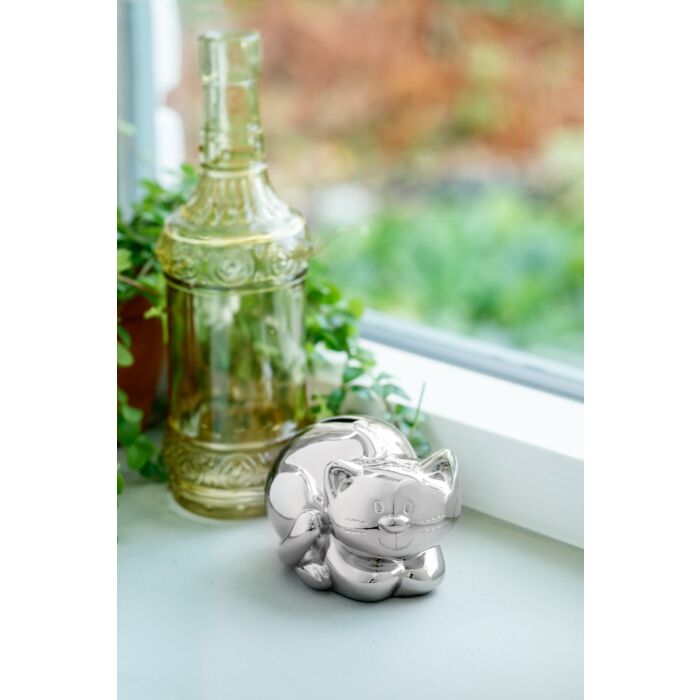 Zilverstad Spaarpot Poes Zilver Kleur