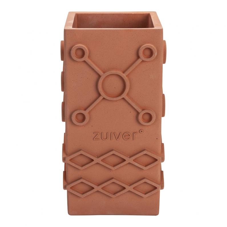 zuiver Graphic Vaas Vierkant Terracotta