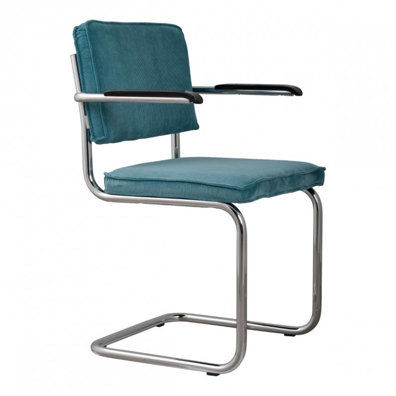 zuiver Ridge Rib Armstoel Blauw