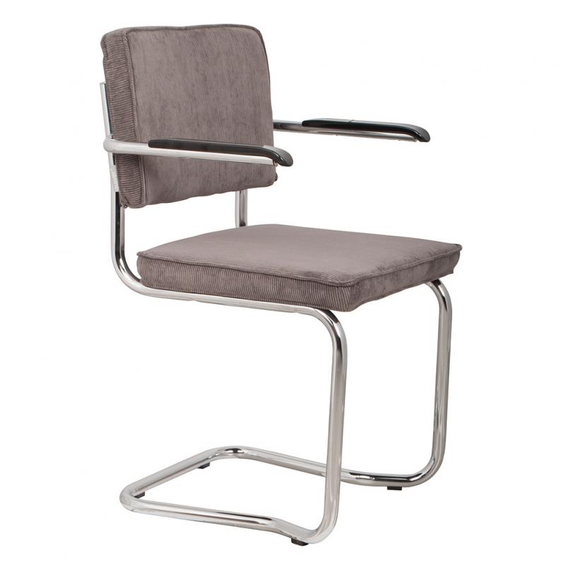 zuiver Ridge Rib Kink Armstoel Grijs