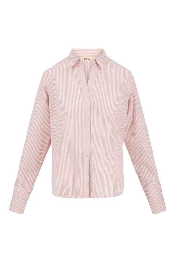 zusss blouse streep diagonaal accent wit / licht roze