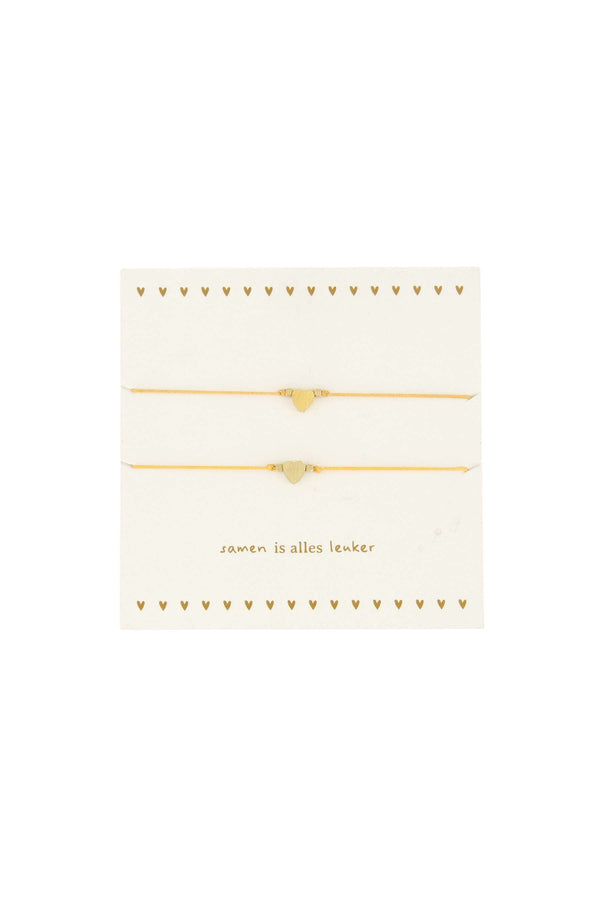 Zusss Kaart Vriendschapsarmbandjes Hartje Off White / Goud