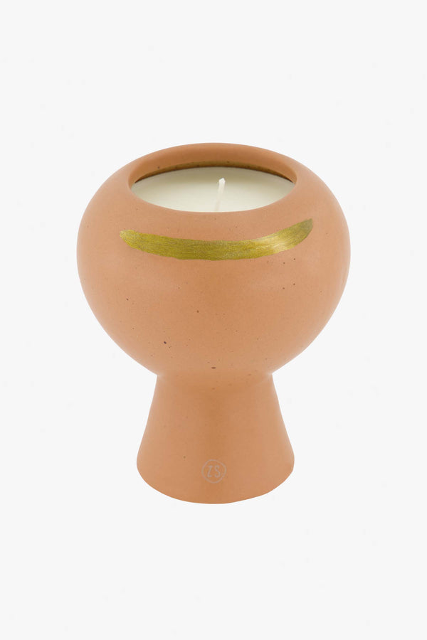 Zusss Keramieken Geurkaars Met Gouden Streep Poederroze