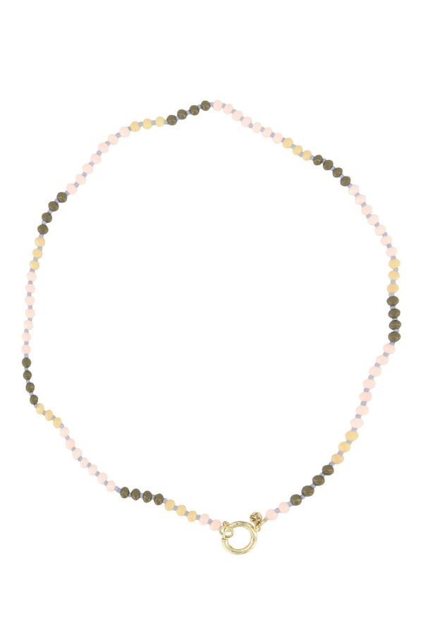 zusss ketting van mix kraaltjes licht roze / khakigroen