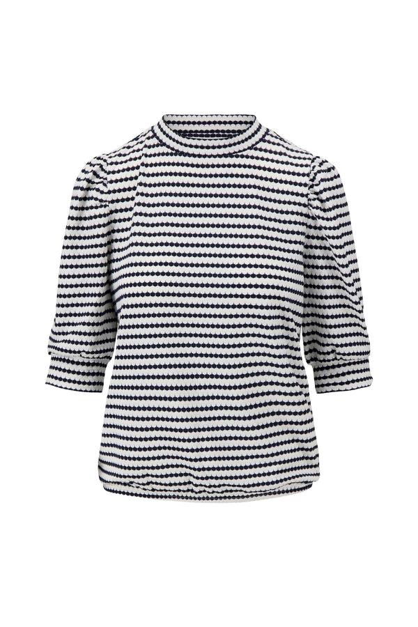 Zusss Poffmouw Top Met Streep In Structuur Materiaal Off White / Navy