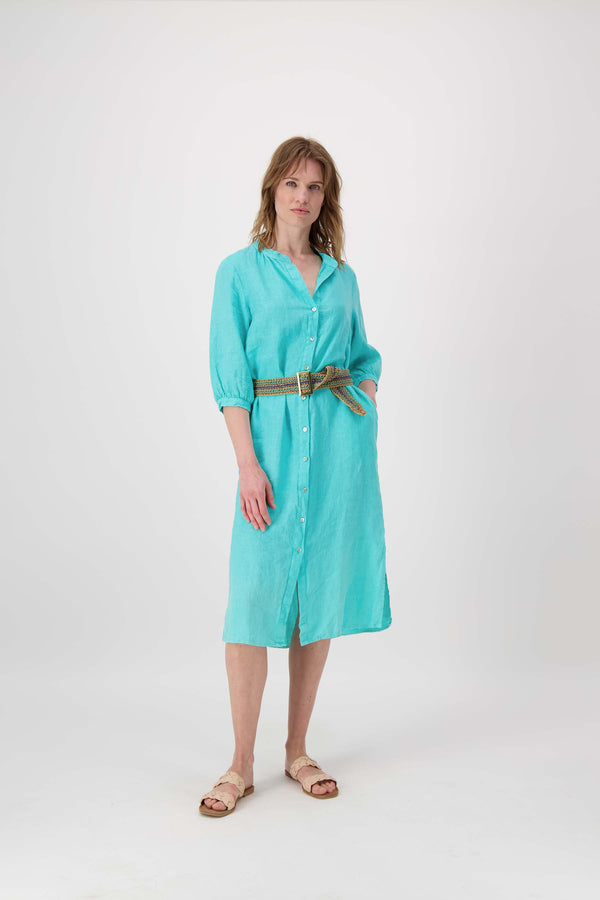 zusss raffia riem met streep sahara / turquoise / lavenderblauw